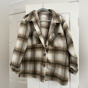 Brown and white Flannel shacket, size XXL
